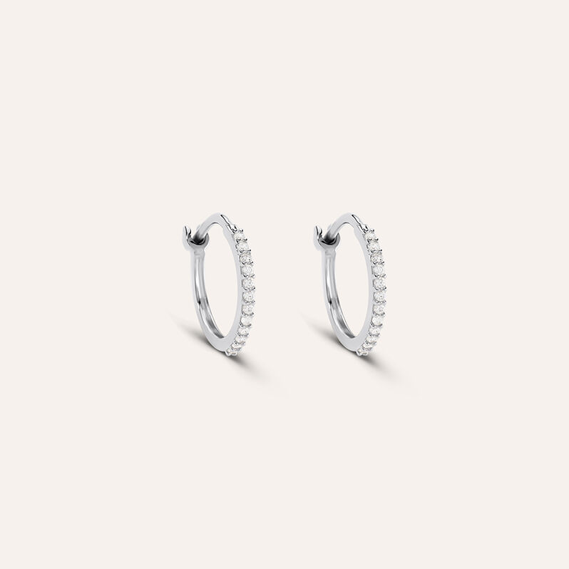 Orecchini A Cerchio Toujours Oro Bianco Cubic Zirconia - Spannringe Damen | OROVIVO