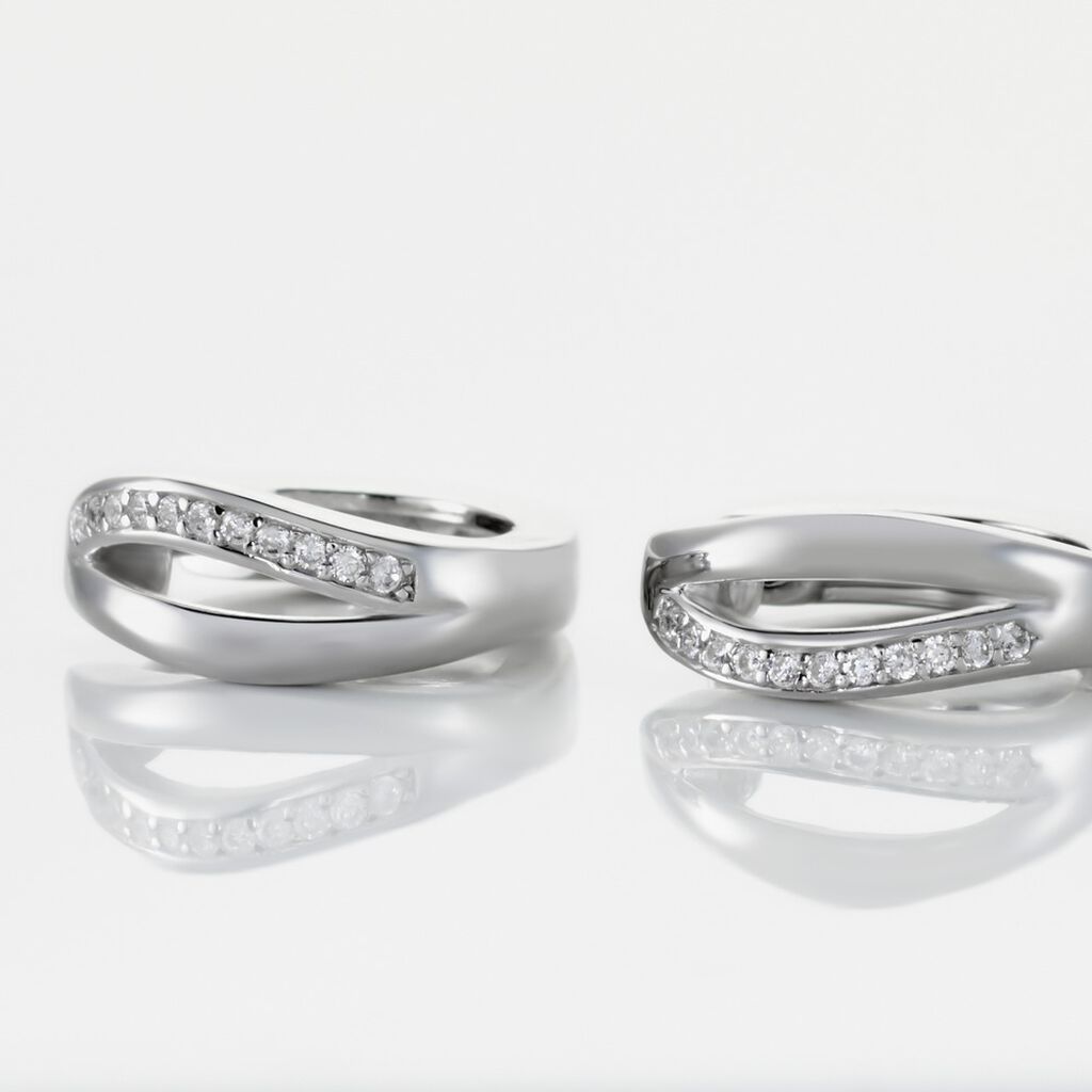 CELIMENTE Damen Creolen Silber Silber 925 Zirkonia Wei&szlig;