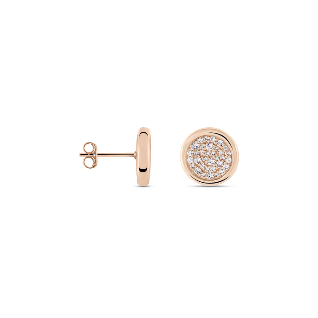Damen Ohrstecker Silber rosevergoldet 925 Zirkonia Vanilla 2  - Ohrstecker Damen | OROVIVO