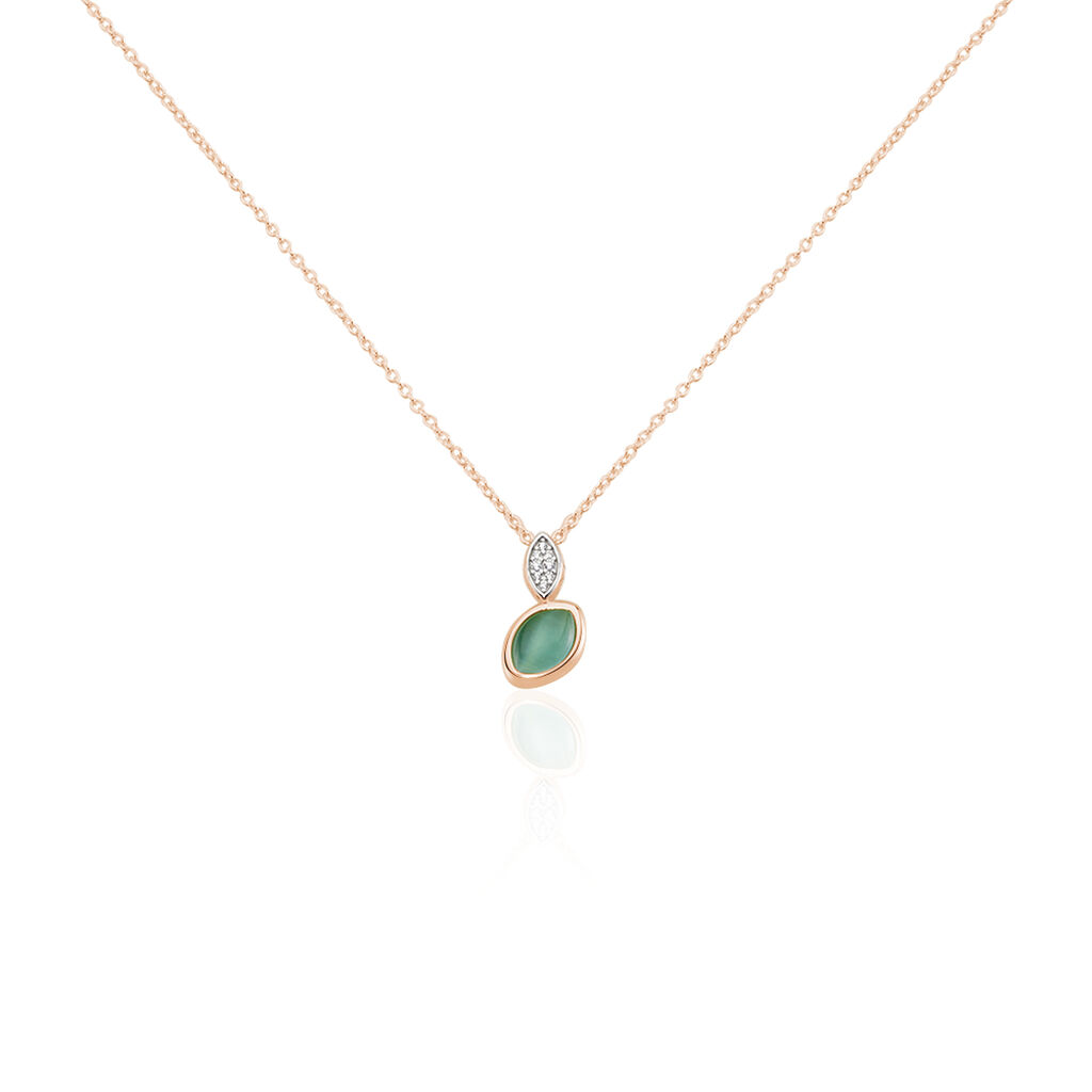 YANICA Damen Collier Silber vergoldet 925 Glas Türkis Mandel - Halsketten Damen | OROVIVO