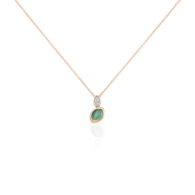 YANICA Damen Collier Silber vergoldet 925 Glas Türkis Mandel - Halsketten Damen | OROVIVO