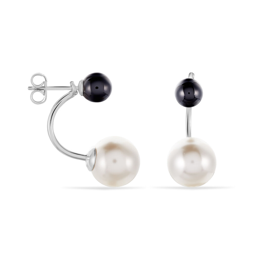 Boucles D'oreilles Pendantes Alyson Argent Blanc Céramique - Spannringe Damen | OROVIVO