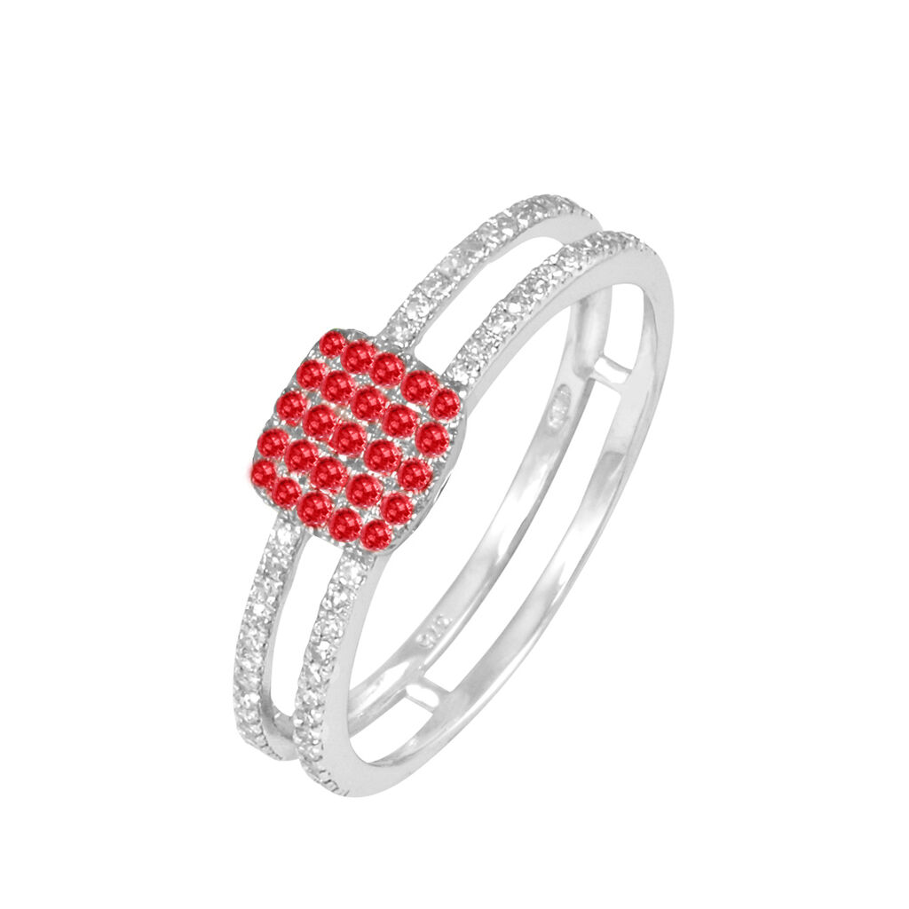 Bague Aude Or Blanc Rubis Et Diamant - Spannringe Damen | OROVIVO