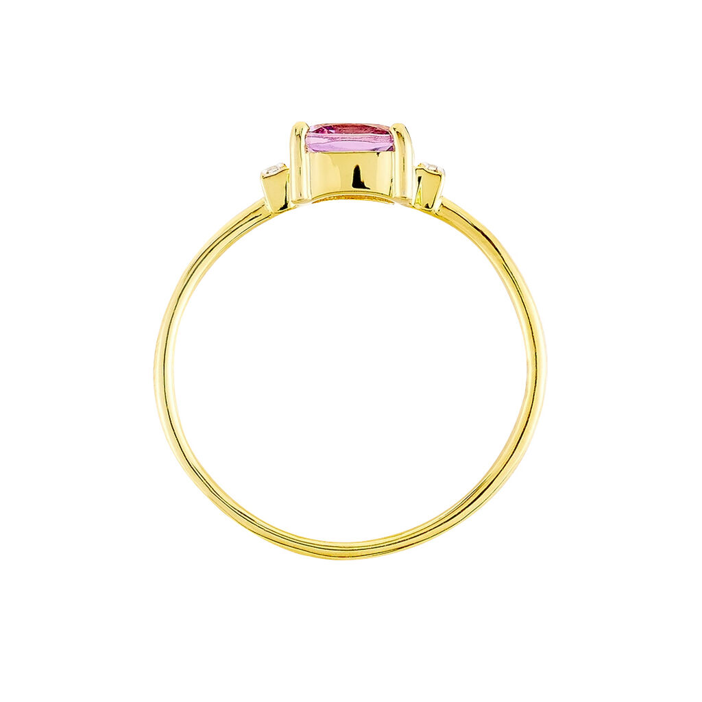 Bague Solitaire Maelle Or Jaune Amethyste Et Diamant - Spannringe Damen | OROVIVO
