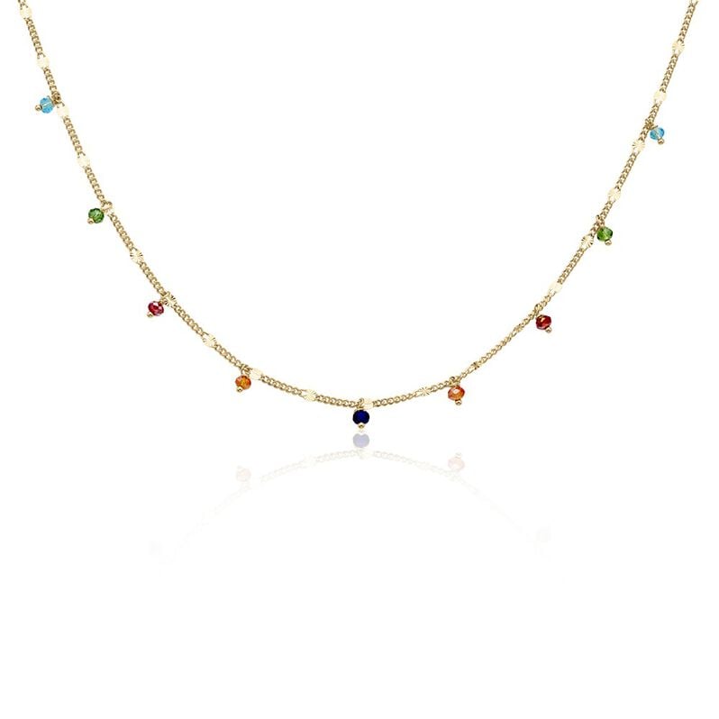 ROMANA Damen Anh&auml;nger Silber vergoldet 925 Glas Multicolour 0,320 ct B 1,1 mm - Schmuckanh&auml;nger Damen | OROVIVO