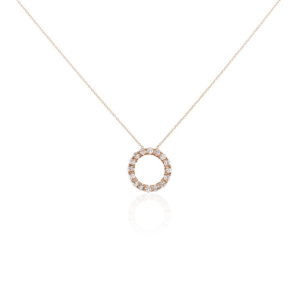 MYRIAM Damen Collier Silber rosevergoldet 925 Zirkonia Champagner 4,21 ct Kreis B 1,15 mm, Collier mit Stein