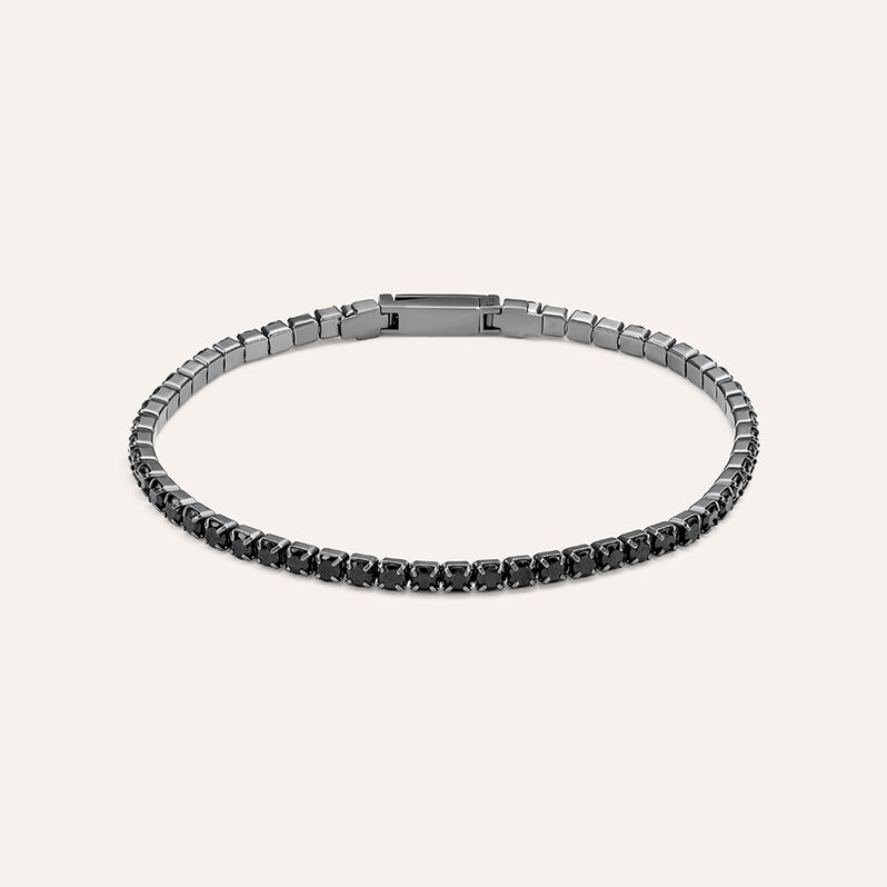 Bracciale Gentleman Argento Rodiato Cubic Zirconia - Spannringe Herren | OROVIVO