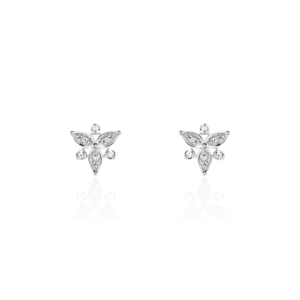 Boucles D'oreilles Or Weiss Arsena Fleurs Diamants - Spannringe Damen | OROVIVO