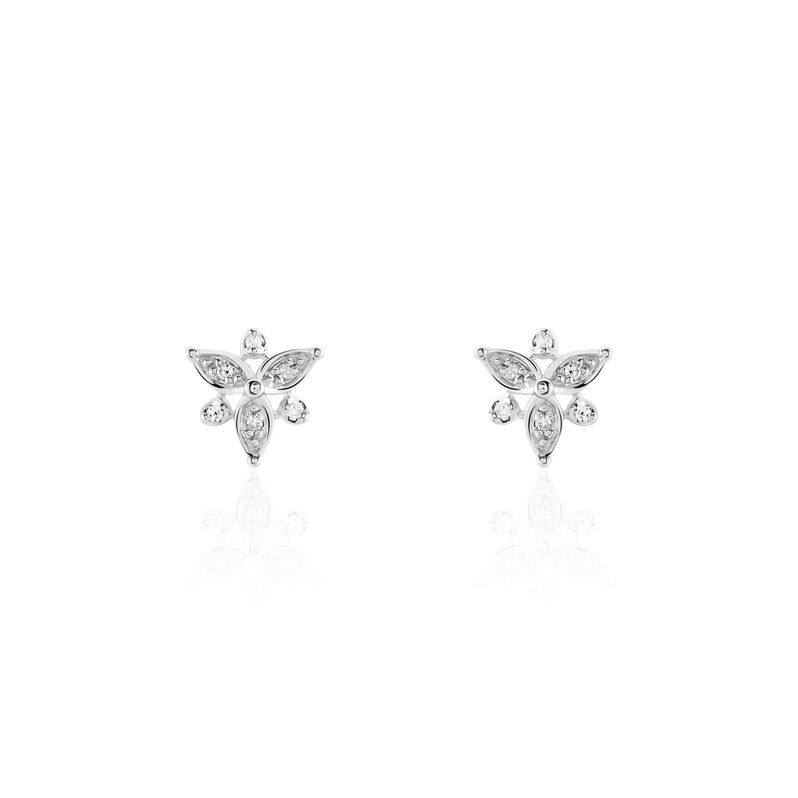 Boucles D'oreilles Or Weiss Arsena Fleurs Diamants - Spannringe Damen | OROVIVO