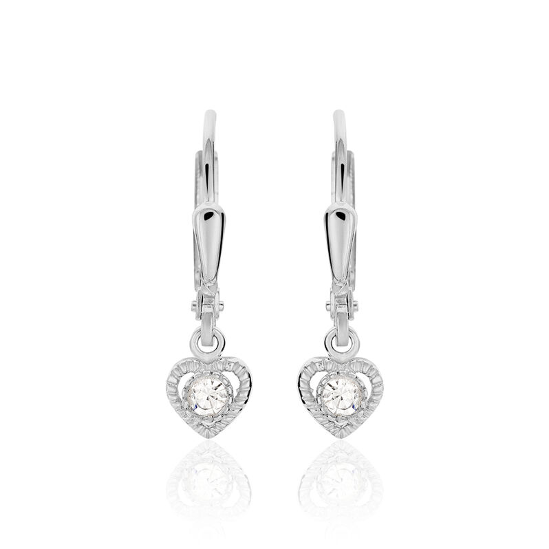 NAURI HERZ Kinder Ohrringe Lang Silber 925 Strass Wei&szlig; Herz - Ohrh&auml;nger Kinder | OROVIVO