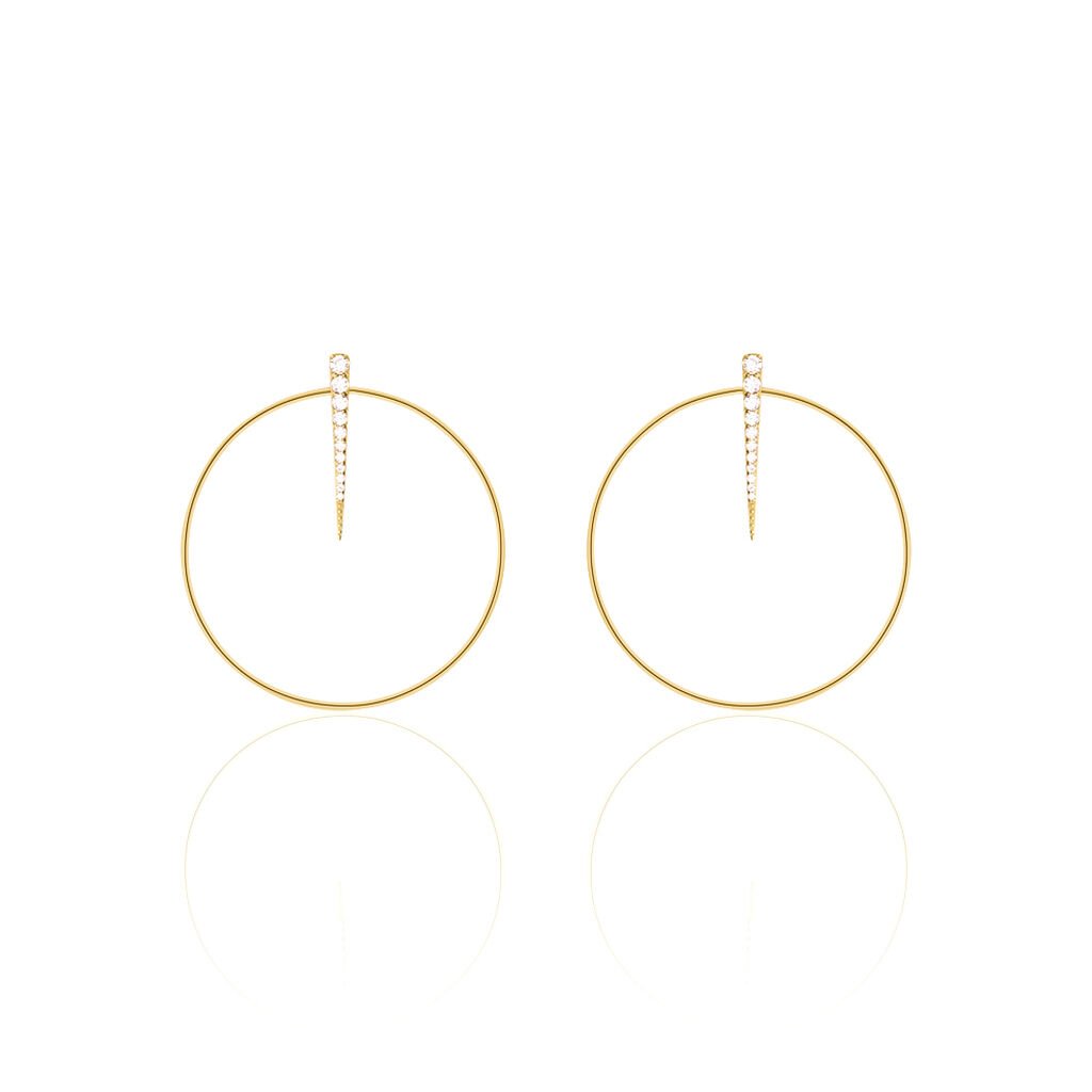 ROUNDED Damen Ohrringe Lang Silber vergoldet 925 Zirkonia Weiß 0,17 ct Barren, Ohrringe Lang mit Stein