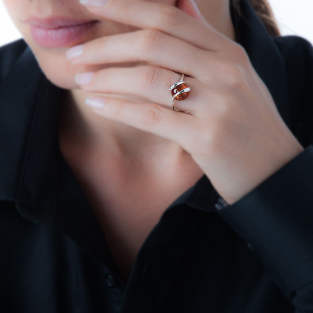 Bague Viriane Argent Blanc Ambre - Spannringe Damen | OROVIVO