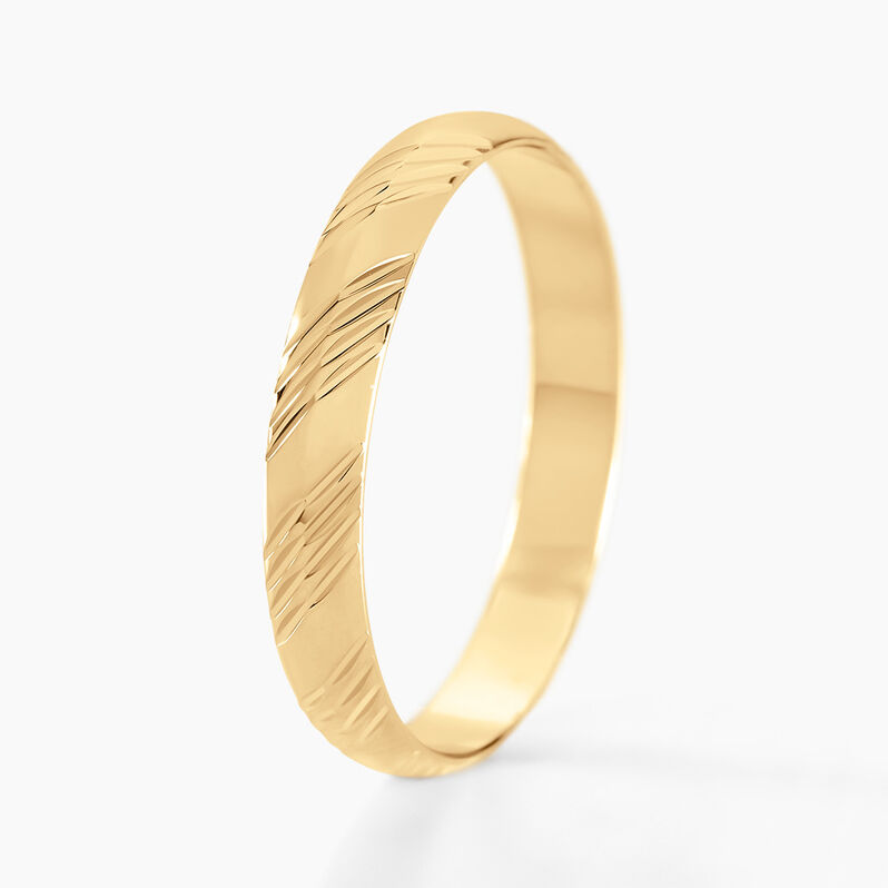 Alliance Hercule Striee Demi Jonc Classique Or Jaune - Spannringe Familie | OROVIVO