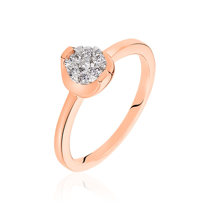 SHINE Damen Ring Rosegold 750 (18 Karat) Diamant Wei&szlig; 0,17 ct Kreis - Ringe mit Stein Damen | OROVIVO