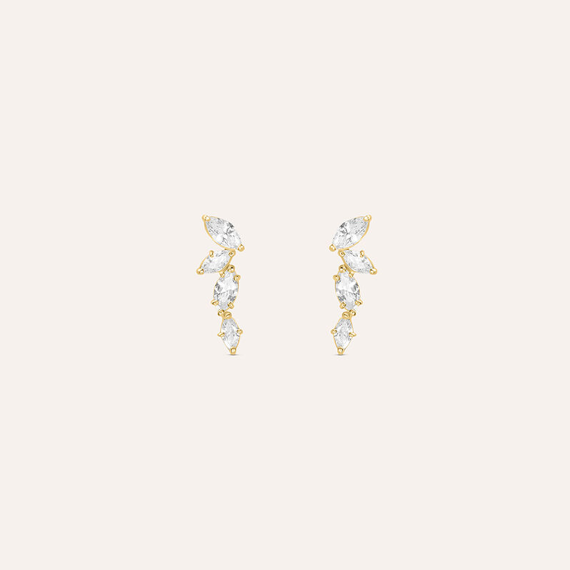 Orecchini Lobo Bon Ton Oro Giallo Cubic Zirconia - Spannringe Damen | OROVIVO
