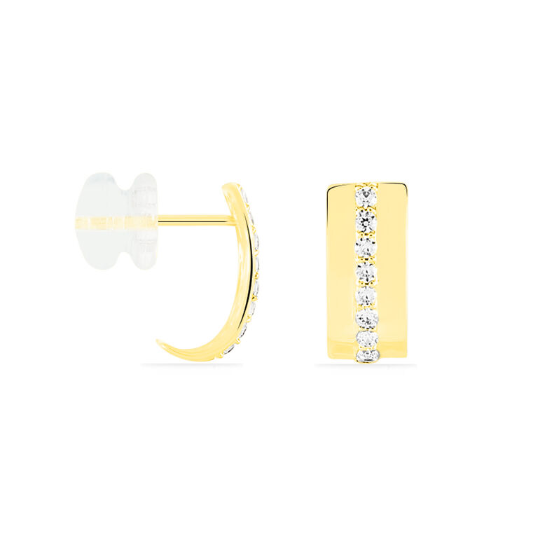 KATIANA Damen Creolen Gold 375 (9 Karat) Zirkonia Wei&szlig; 0,26 ct Rechteckig - Creolen Damen | OROVIVO