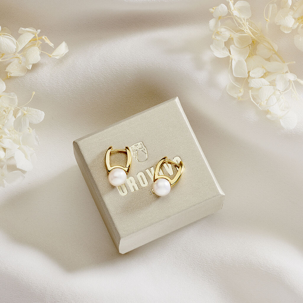 HEGA Damen Creolen Gold 333 (8 Karat) Zuchtperle Perlmutt Ball