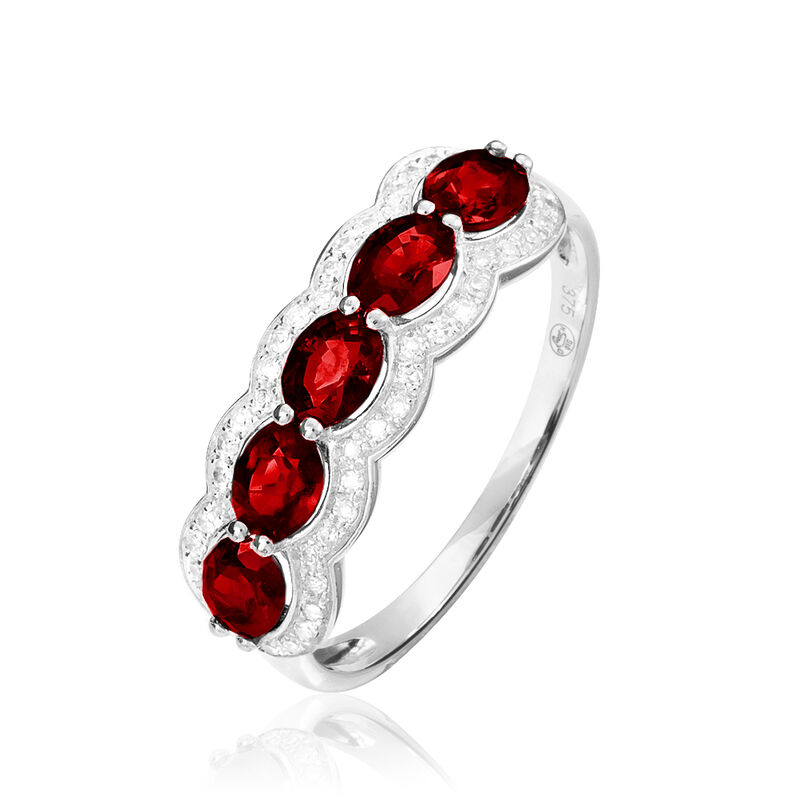 Bague Margaux Or Blanc Grenat Et Diamant - Spannringe Damen | OROVIVO