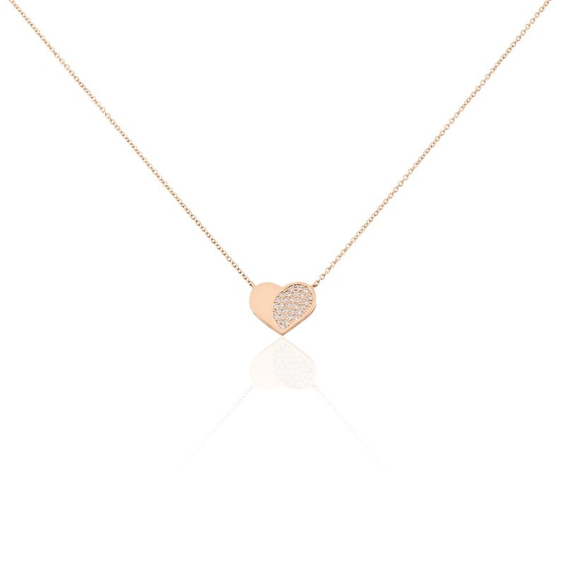 Damen Halskette Silber 925 Roségold Zirkonia Herz Devena - Halsketten Damen | OROVIVO