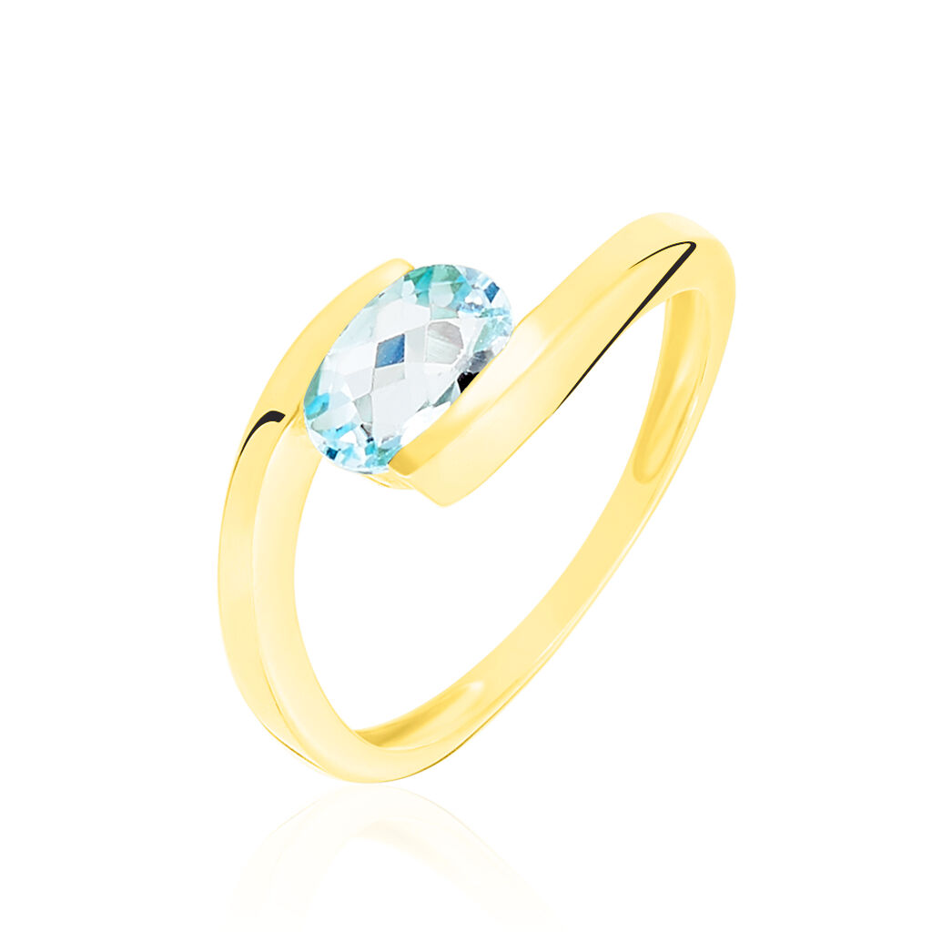 🦚 Spannring Gold 333 Blauer Topas , Ring mit Stein