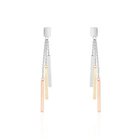 Damen Ohrstecker Lang Edelstahl Vergoldet Tricolor - Ohrstecker lang Damen | OROVIVO