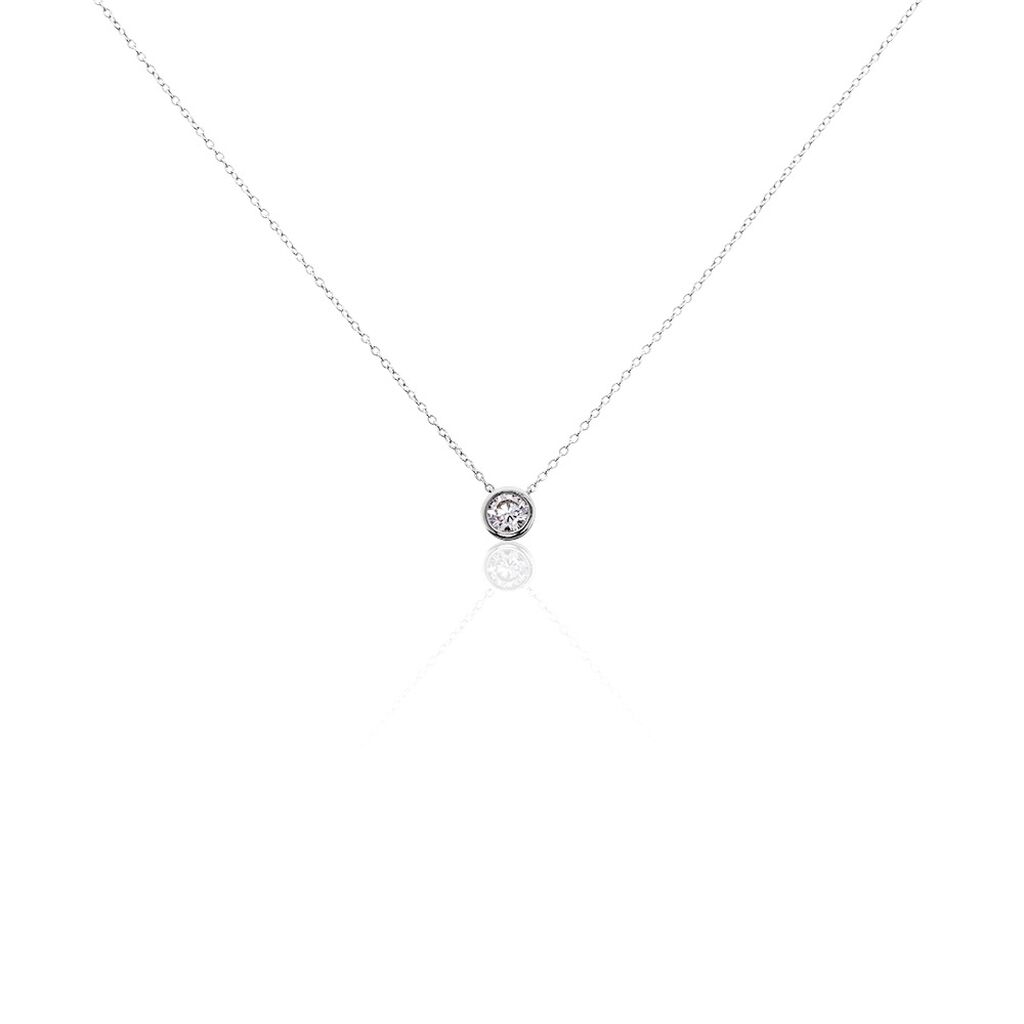 MILENA Damen Collier Silber 925 Zirkonia Weiß 1,35 ct B 1,15 mm, Collier mit Stein