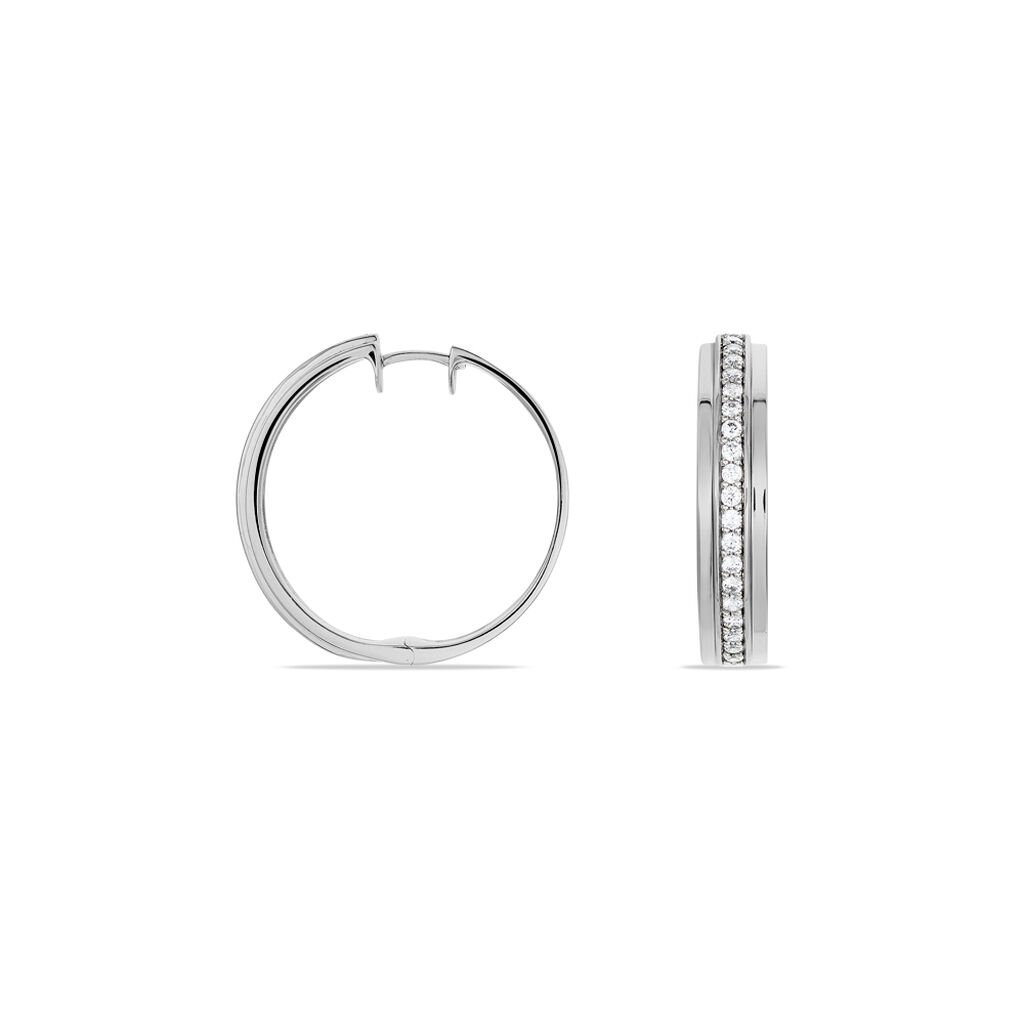 Thumbnail - ETERNAL 3 Damen Creolen Silber 925 Zirkonia Weiß B 6,6 mm, Creolen mit Stein