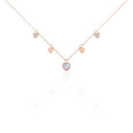 Damen Halskette Gold 375 Rosé Vergoldet Zirkonia - Herzketten Damen | OROVIVO