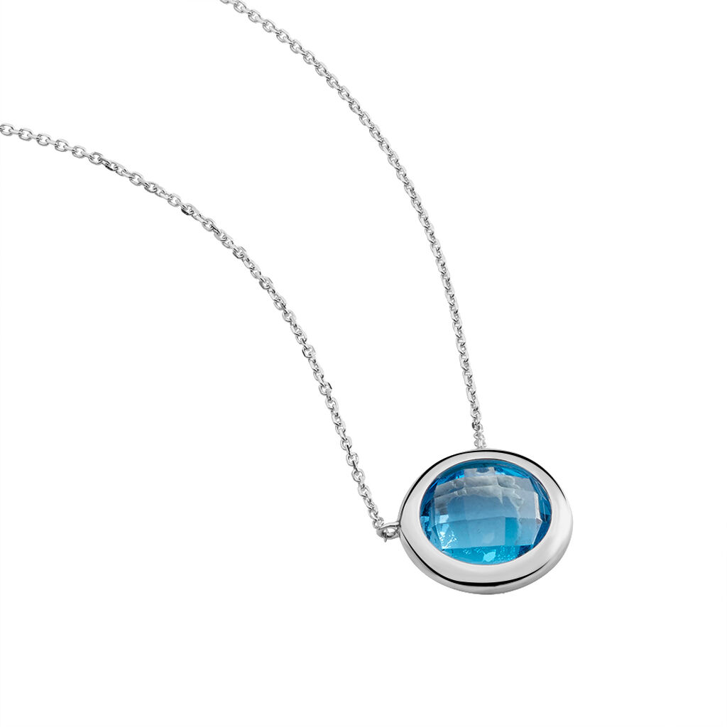 Damen Collier Weißgold 375 Topas Blau 5,35ct Kreis Rutho - Halsketten Damen | OROVIVO