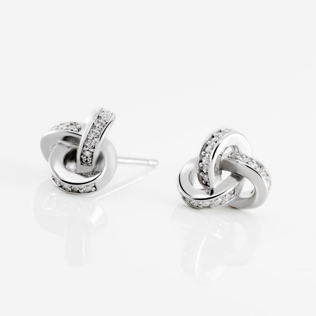 Damen Ohrstecker Silber 925 Zirkonia Albanne Knoten 3  - Ohrstecker Damen | OROVIVO