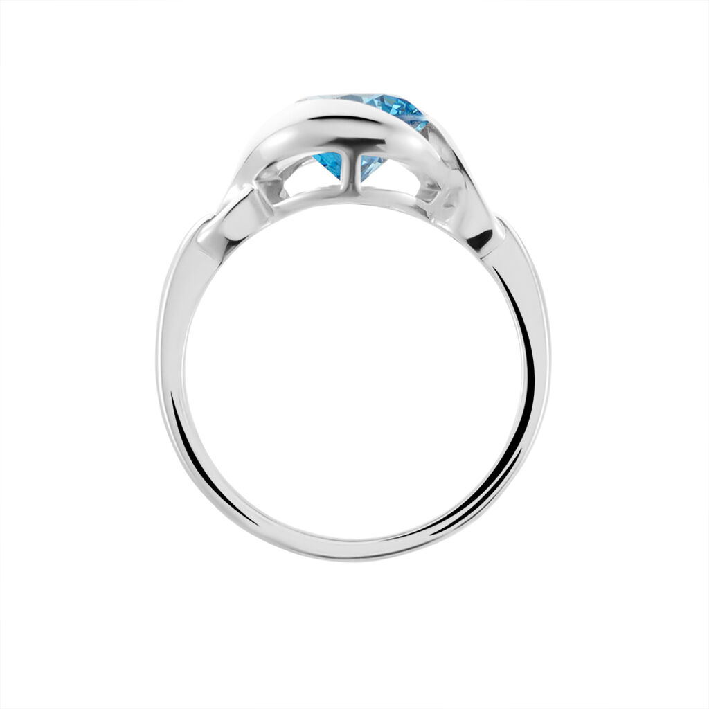 SINEWA Damen Ring Silber Silber 925 Zirkonia Blau 3,06 ct Spirale