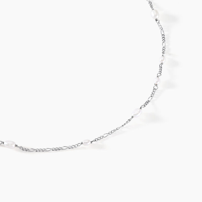 Collier Onassis Argent Weiss Perle De Culture - Spannringe Damen | OROVIVO