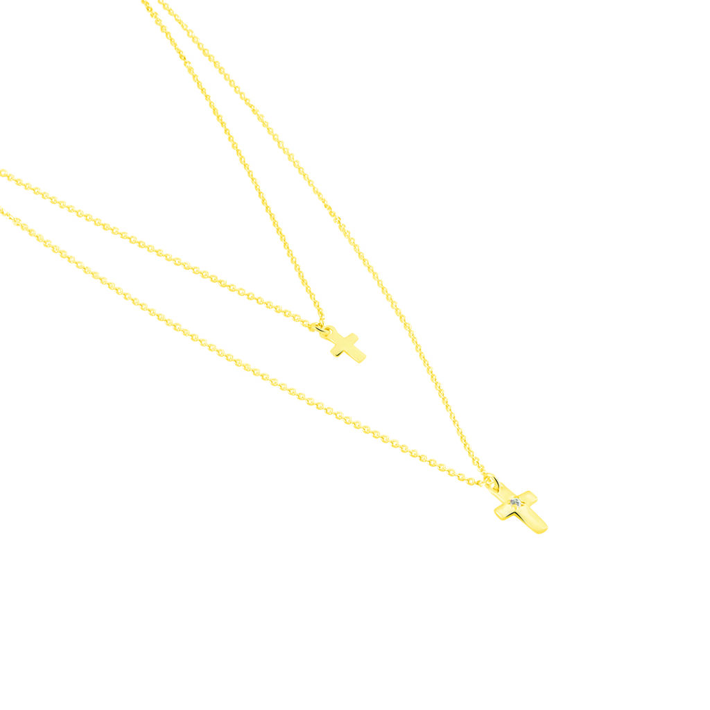 Damen Collier Gold 375 Zirkonia Religiöses Kreuz Delia - Halsketten Damen | OROVIVO
