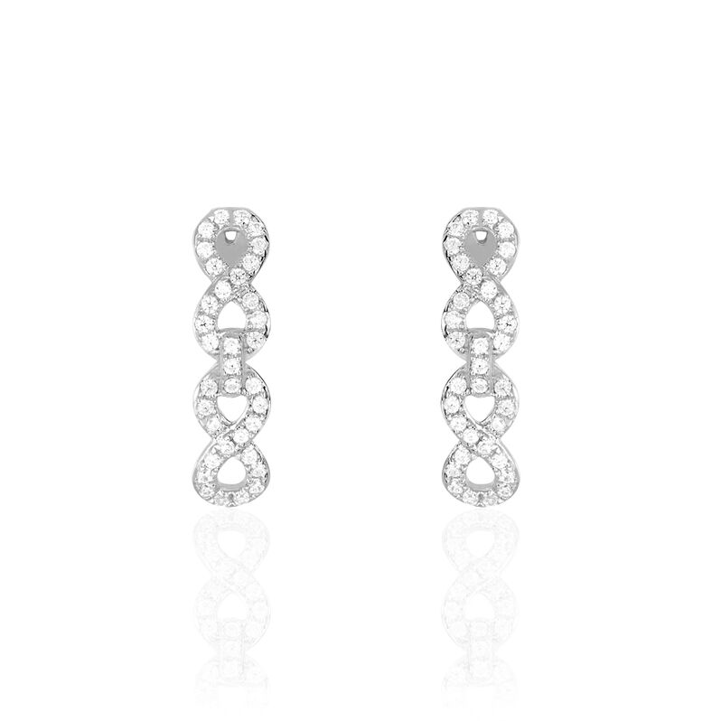 Boucles D'oreilles Puces Or Blanc Oxyde De Zirconium - Spannringe Damen | OROVIVO