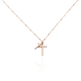 Damen Halskette Silber 925 Rosé Vergoldet Kreuz - Ketten mit Anhänger Damen | OROVIVO