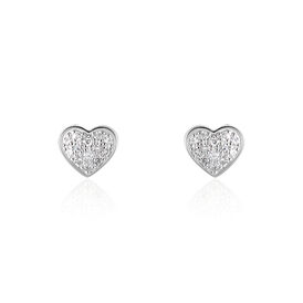 Damen Ohrstecker Weißgold 375 Diamant 0,059ct Herz - Ohrstecker Damen | OROVIVO