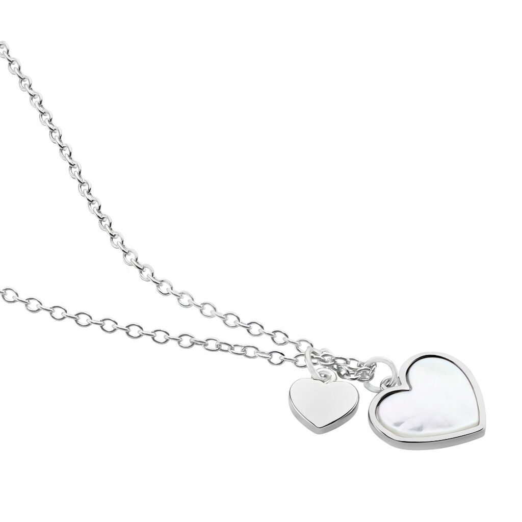IRENA Damen Collier Silber Silber 925 Perlmutt Wei&szlig;er Perlmutt Herz