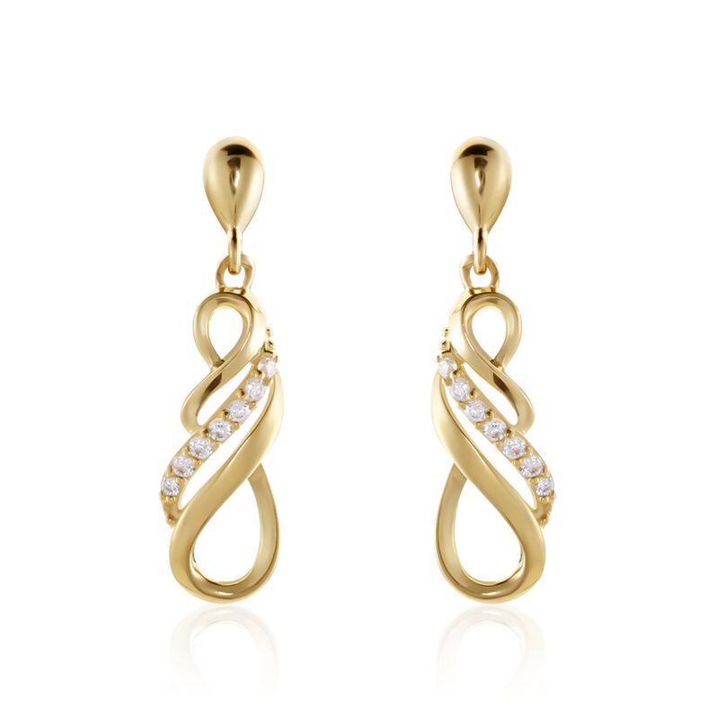 Damen Ohrringe Lang Gold 375 Zirkonia  - Ohrringe mit Stein Damen | OROVIVO