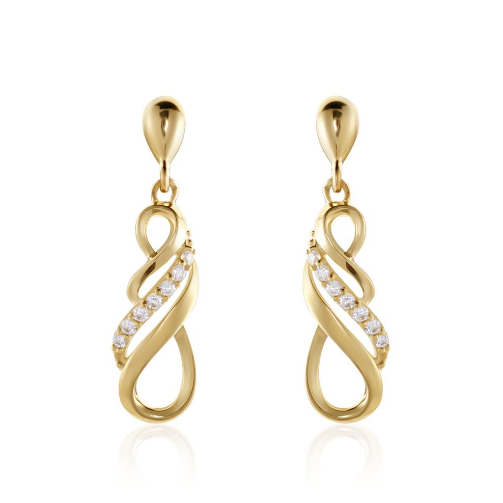 Damen Ohrringe Lang Gold 375 Zirkonia  - Ohrringe mit Stein Damen | OROVIVO