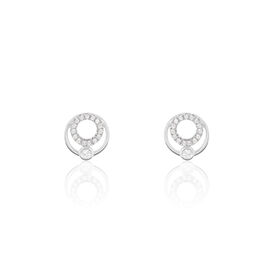Damen Ohrstecker Weißgold 375 Zirkonia Kreis - Ohrstecker Damen | OROVIVO