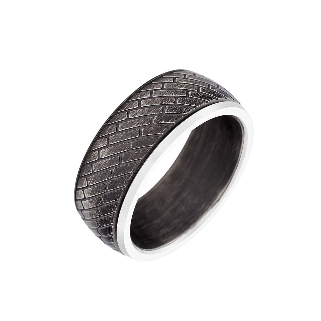 FABIAN Herren Ring Edelstahl Schwarz B 9,2 mm, Ring ohne Stein