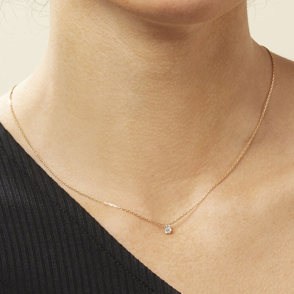 Damen Collier Gold 375 Diamant 0,1ct Rome - Halsketten Damen | OROVIVO