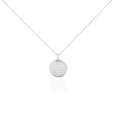 RUND 2 OV Damen Collier Silber 925 Zirkonia Weiß 0,1 ct Kreis