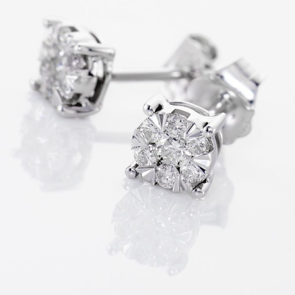 PETALI Damen Ohrstecker Wei&szlig;gold 750 (18 Karat) Diamant Wei&szlig; 0,11 ct