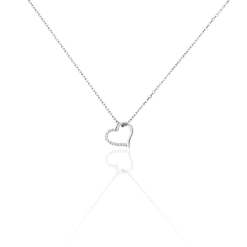SALONA Damen Collier Silber 925 Zirkonia Wei&szlig; Herz - Halsketten Damen | OROVIVO