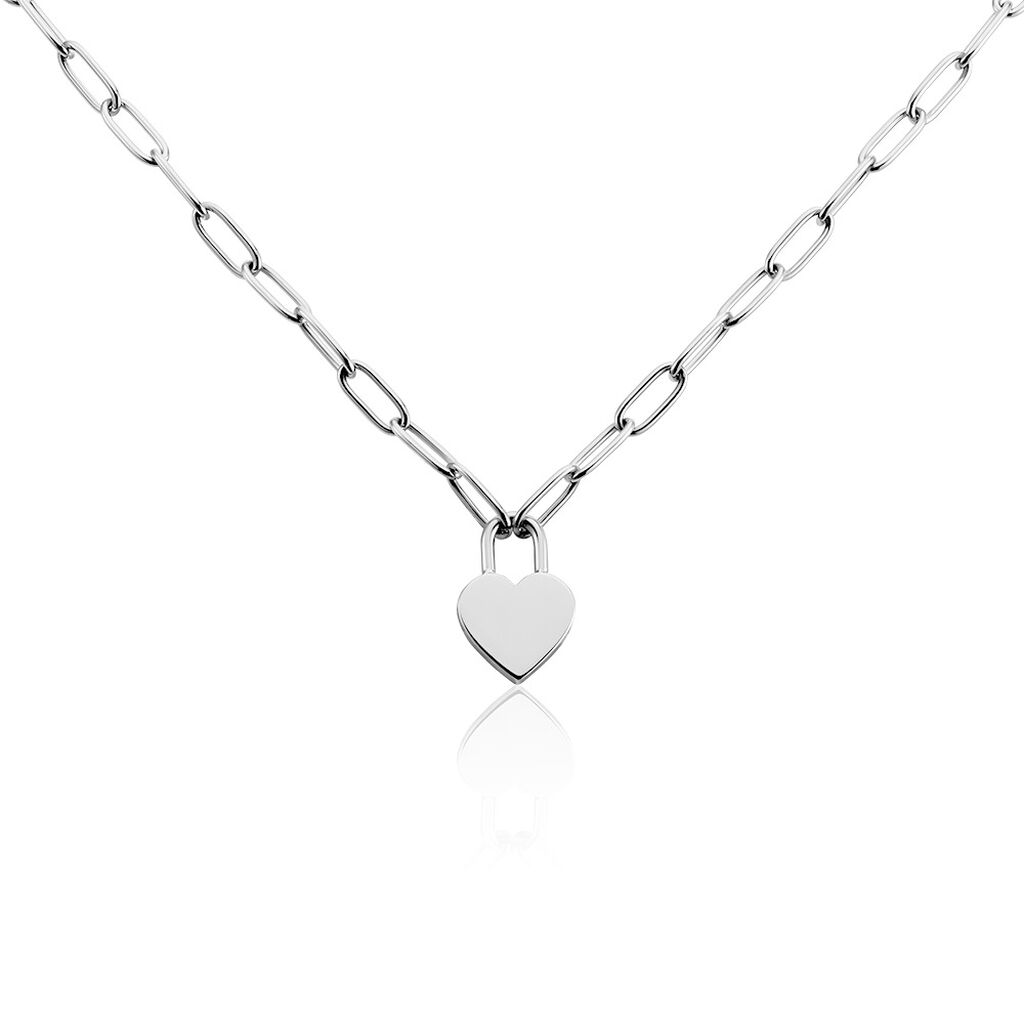 ROSALEE Damen Collier Edelstahl Herz B 4 mm, Collier ohne Stein