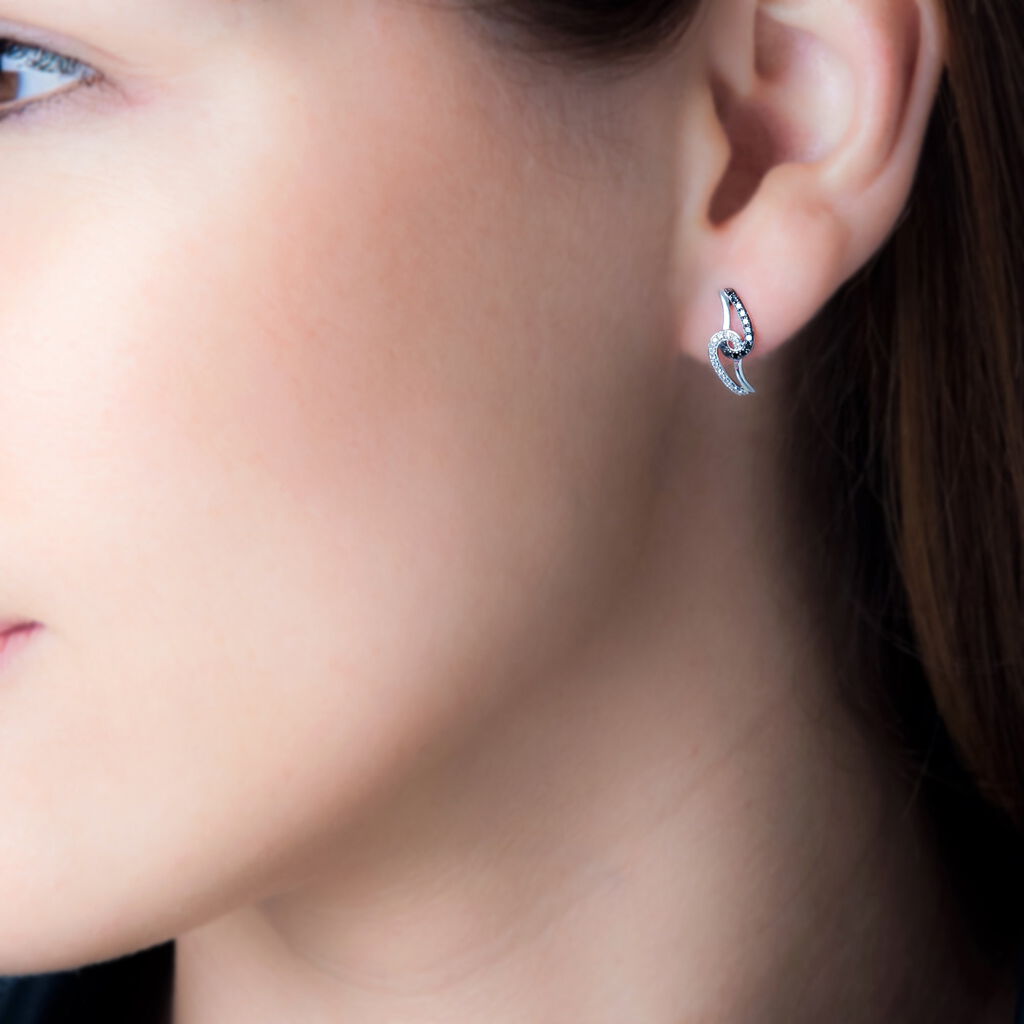 Boucles D'oreilles Puces Loriana Or Blanc Diamant - Spannringe Damen | OROVIVO