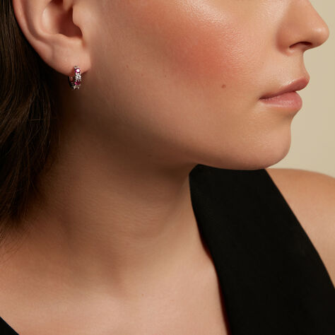 BEATRICE Damen Creolen Silber 925 Synthetischer Stein Rot 0,76 ct Kreis - Creolen Damen | OROVIVO