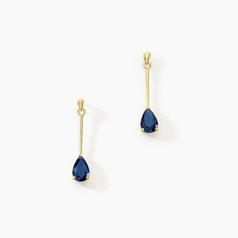 Boucles D'oreilles Pendantes Goutte Or Jaune Saphir - Spannringe Damen | OROVIVO