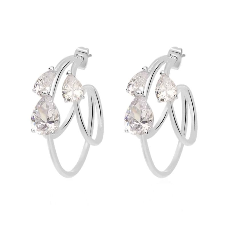 Orecchini pendenti in ottone rodiato con quattro zirconi - Spannringe Damen | OROVIVO